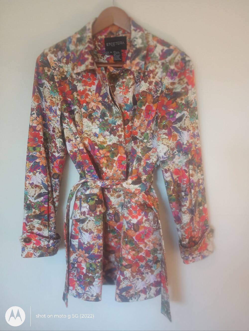 Etcetera Multicolor Floral Belted Trench Coat